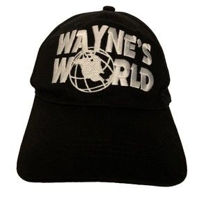 Waynes World Hat Cap Adjustable Black TV Show Movie Garth Mens 90s
